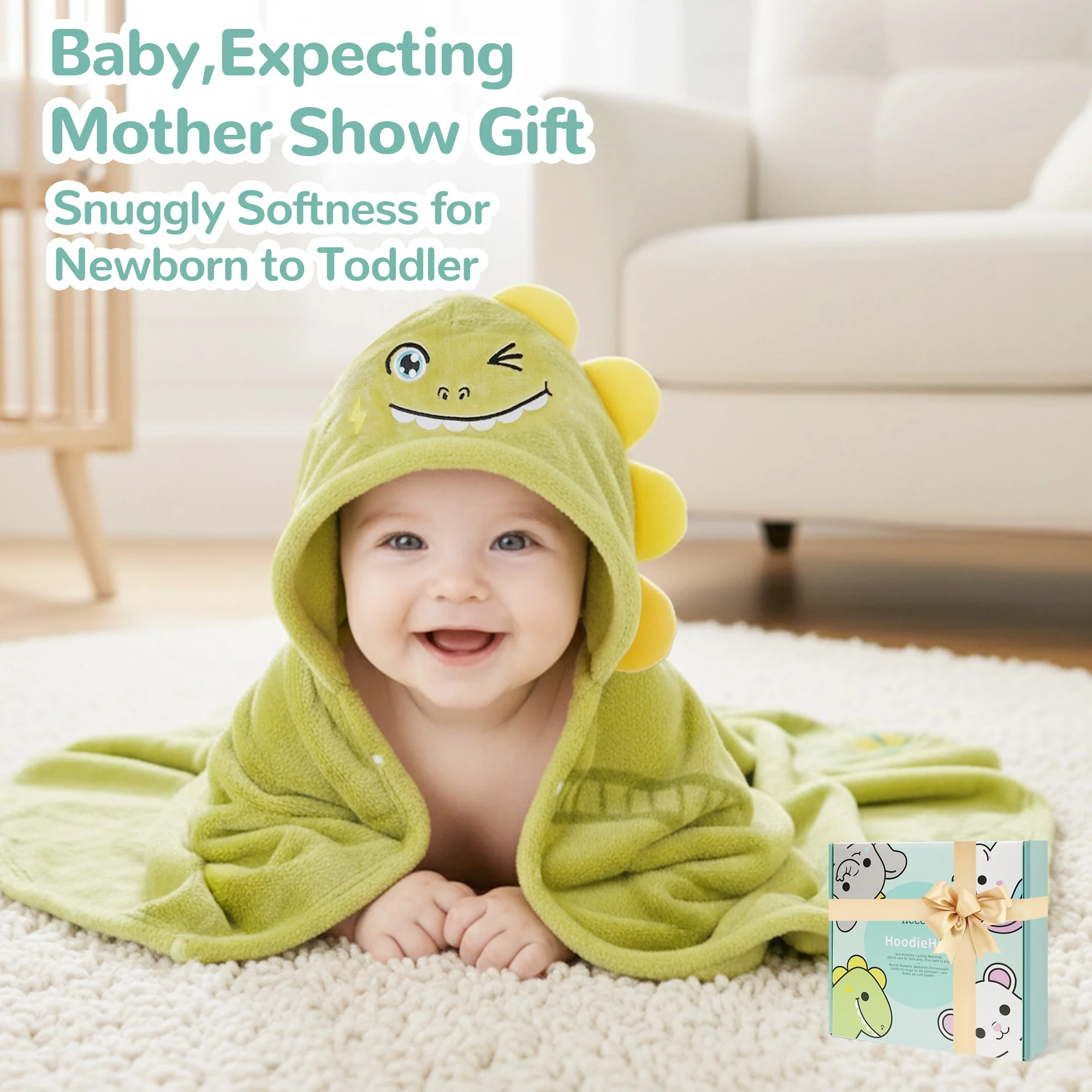 HoodieHug Baby Towel - Dino - Image 3