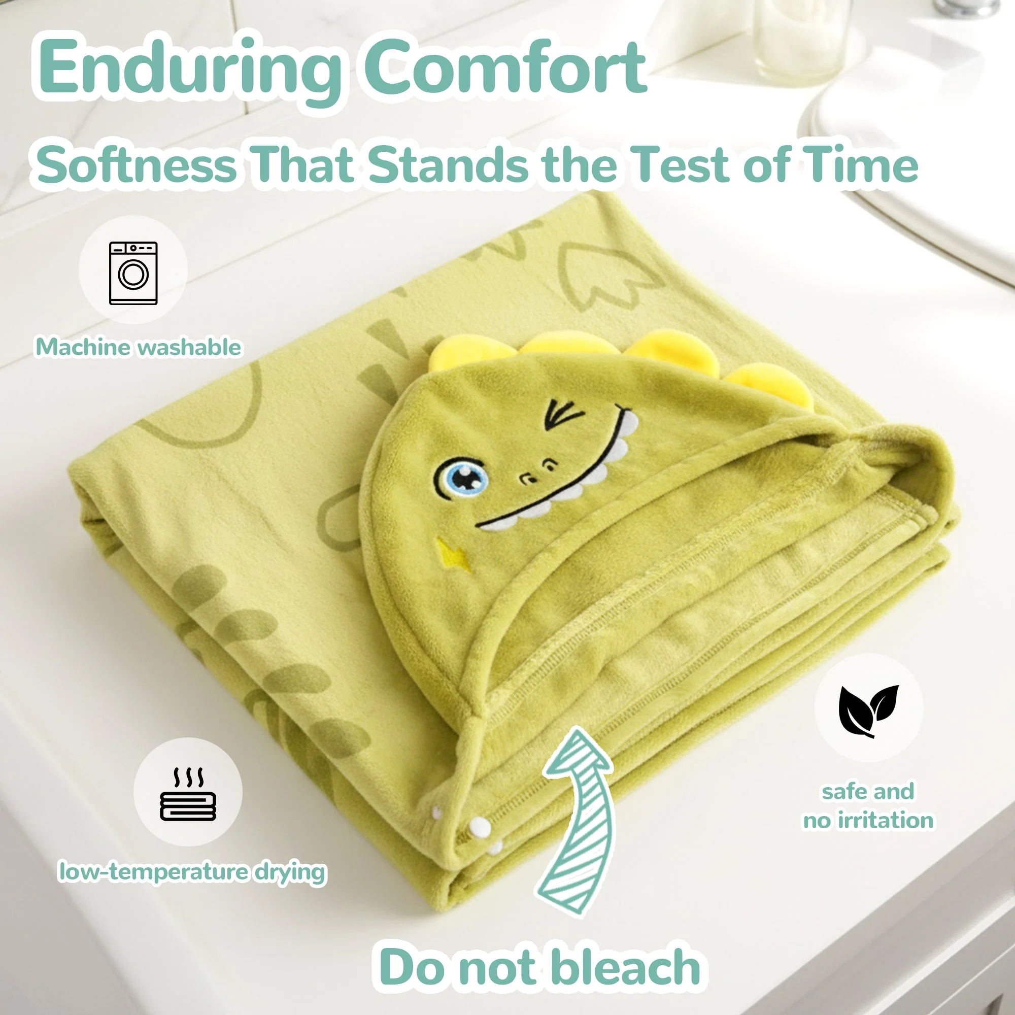HoodieHug Baby Towel - Dino - Image 4
