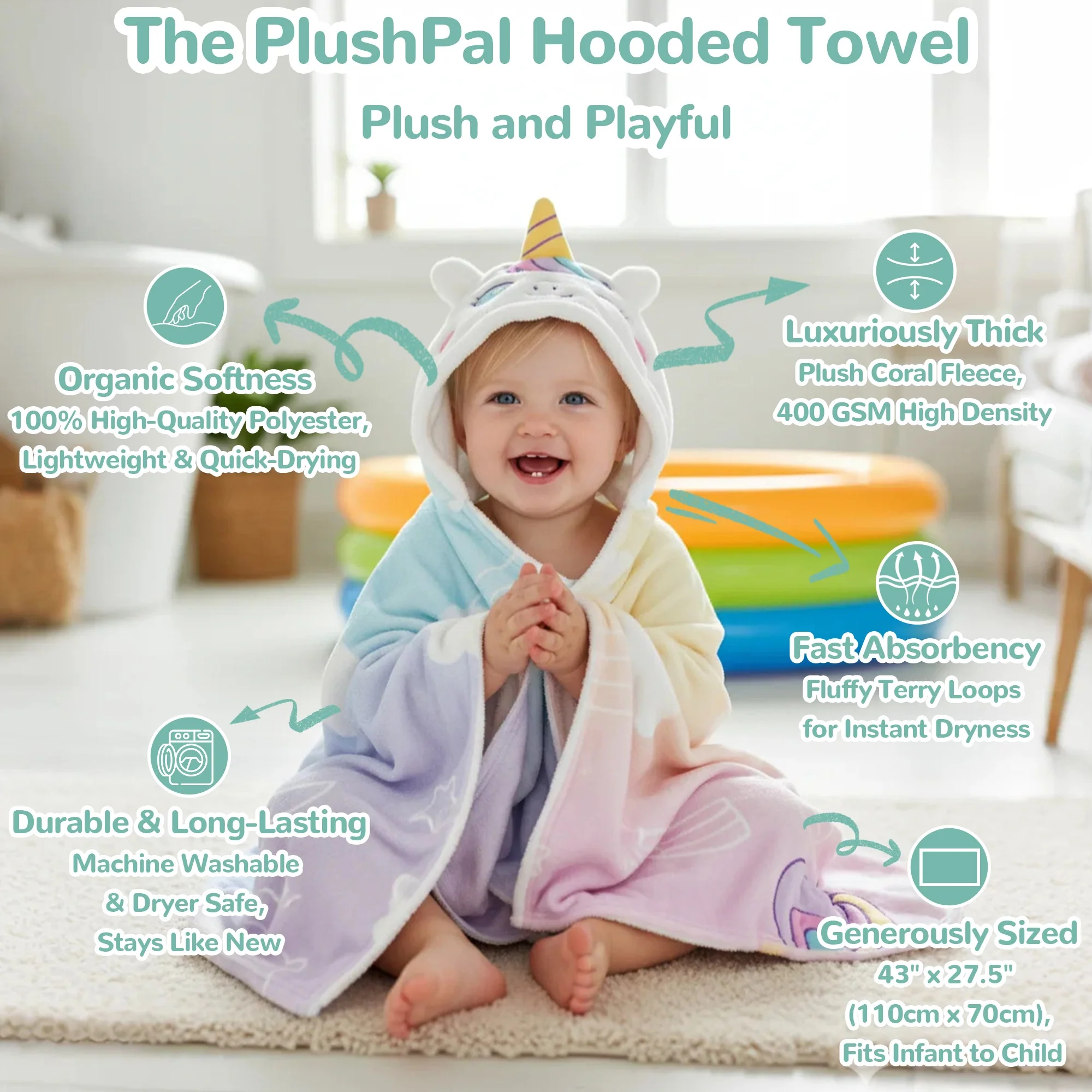HoodieHug™ Baby Towel - Dreamiecorn - Image 3