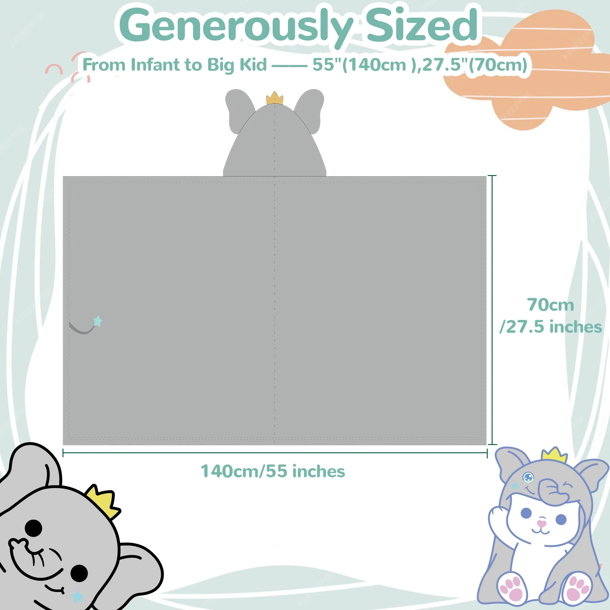 HoodieHug™ Baby Towel - Snackyphant - Image 6