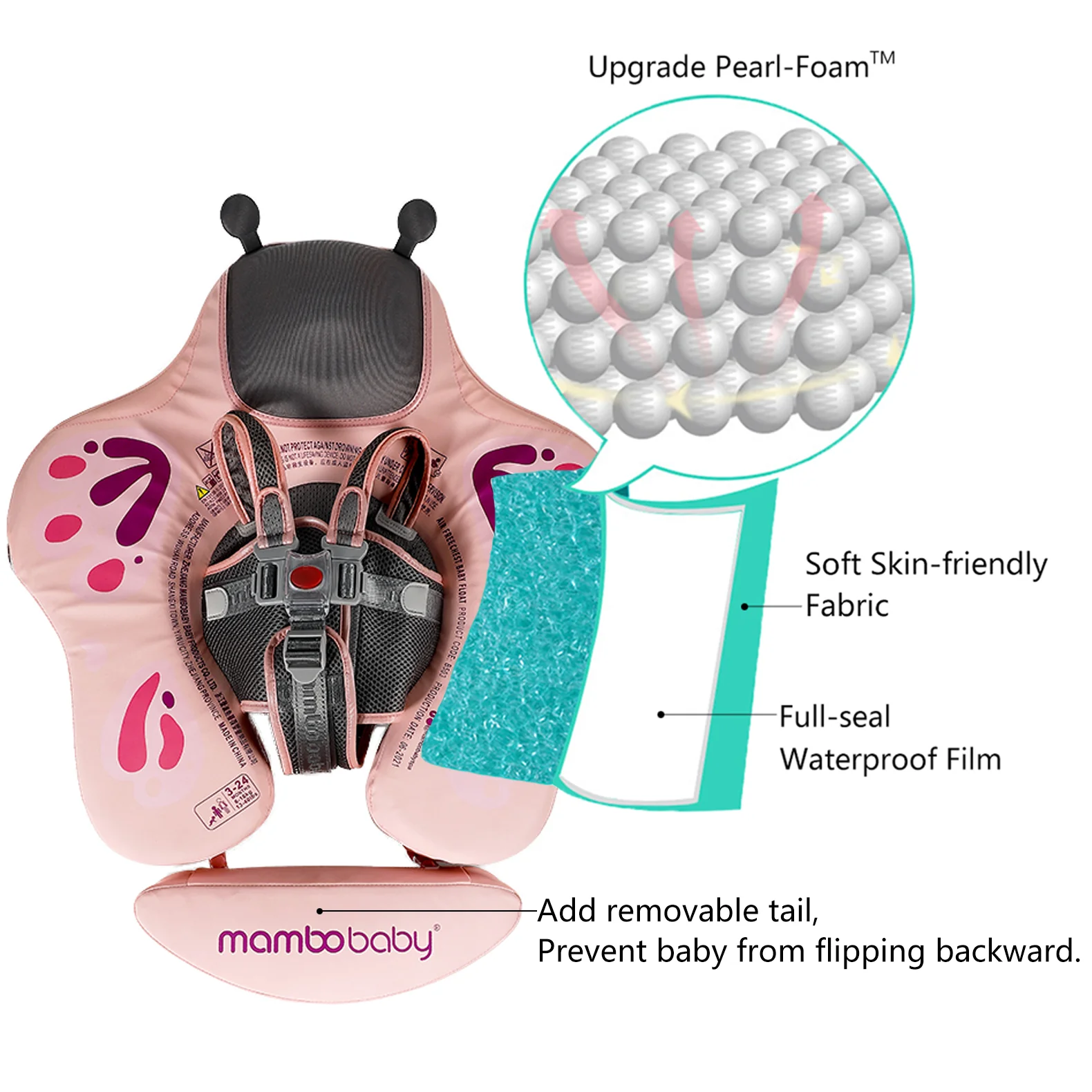 Mambobaby Float Ultra - Butterfly Pebble Pink - Image 8