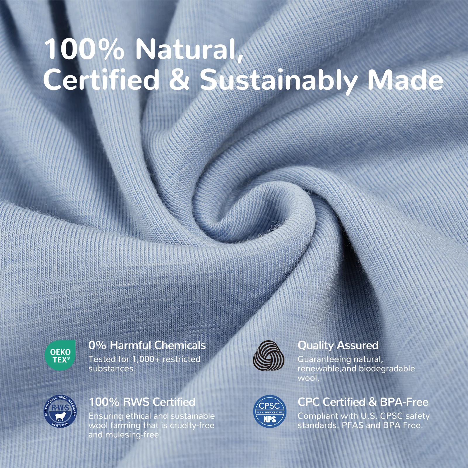 All-Season Merino Sleep sack - Cosmos Blue - Image 4