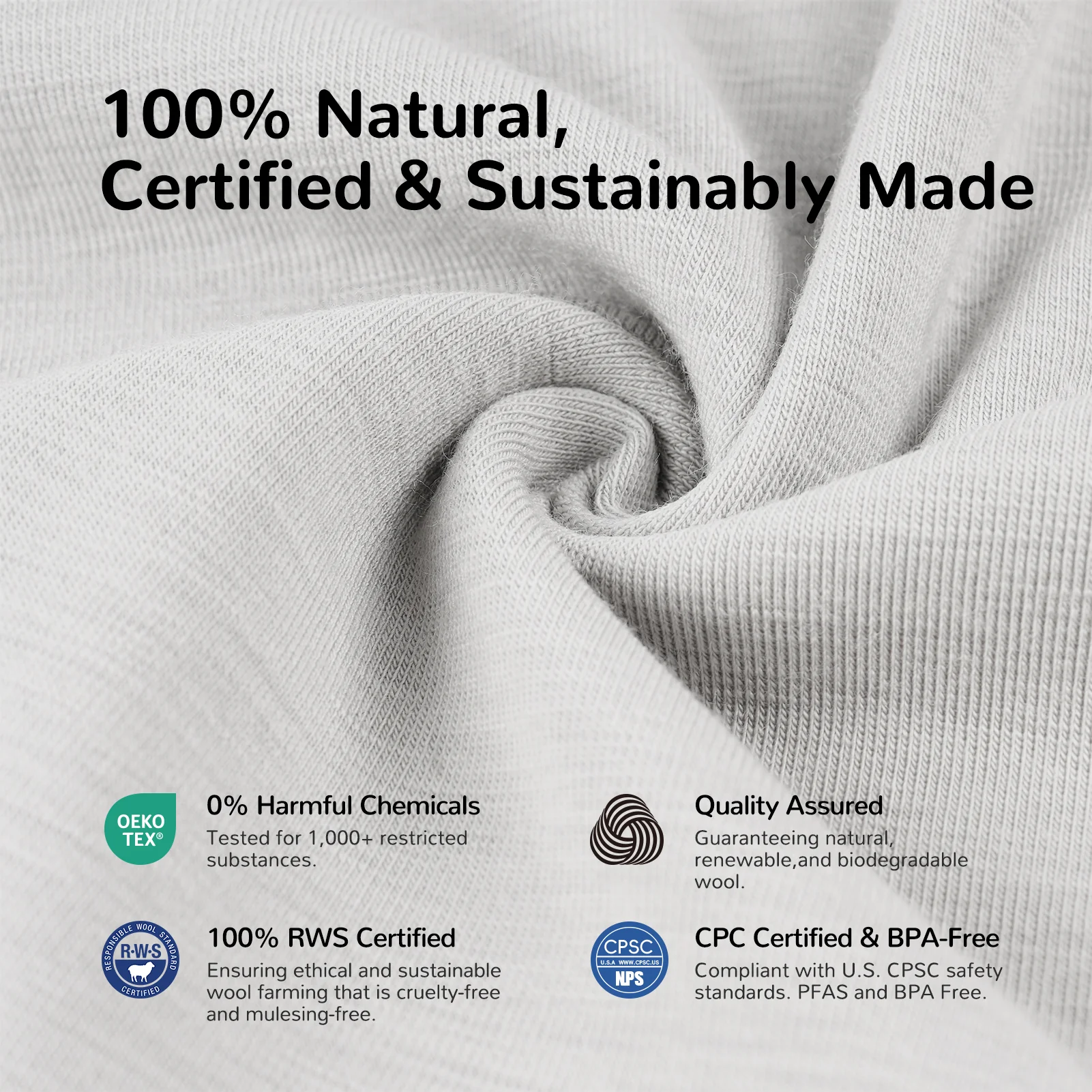 All-Season Merino Sleep sack - Snackyphant Grey - Image 4