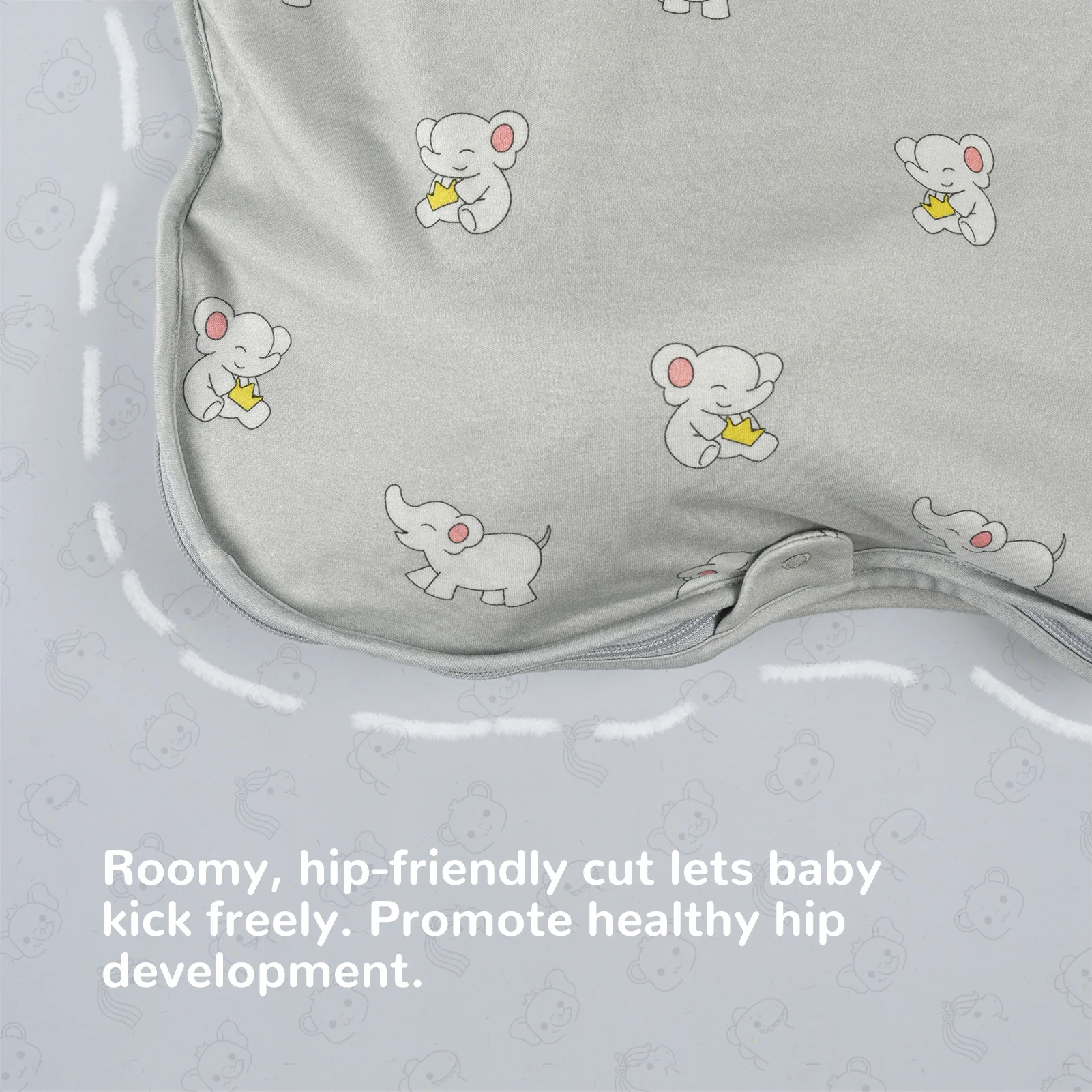 All-Season Merino Sleep sack - Snackyphant Grey - Image 8