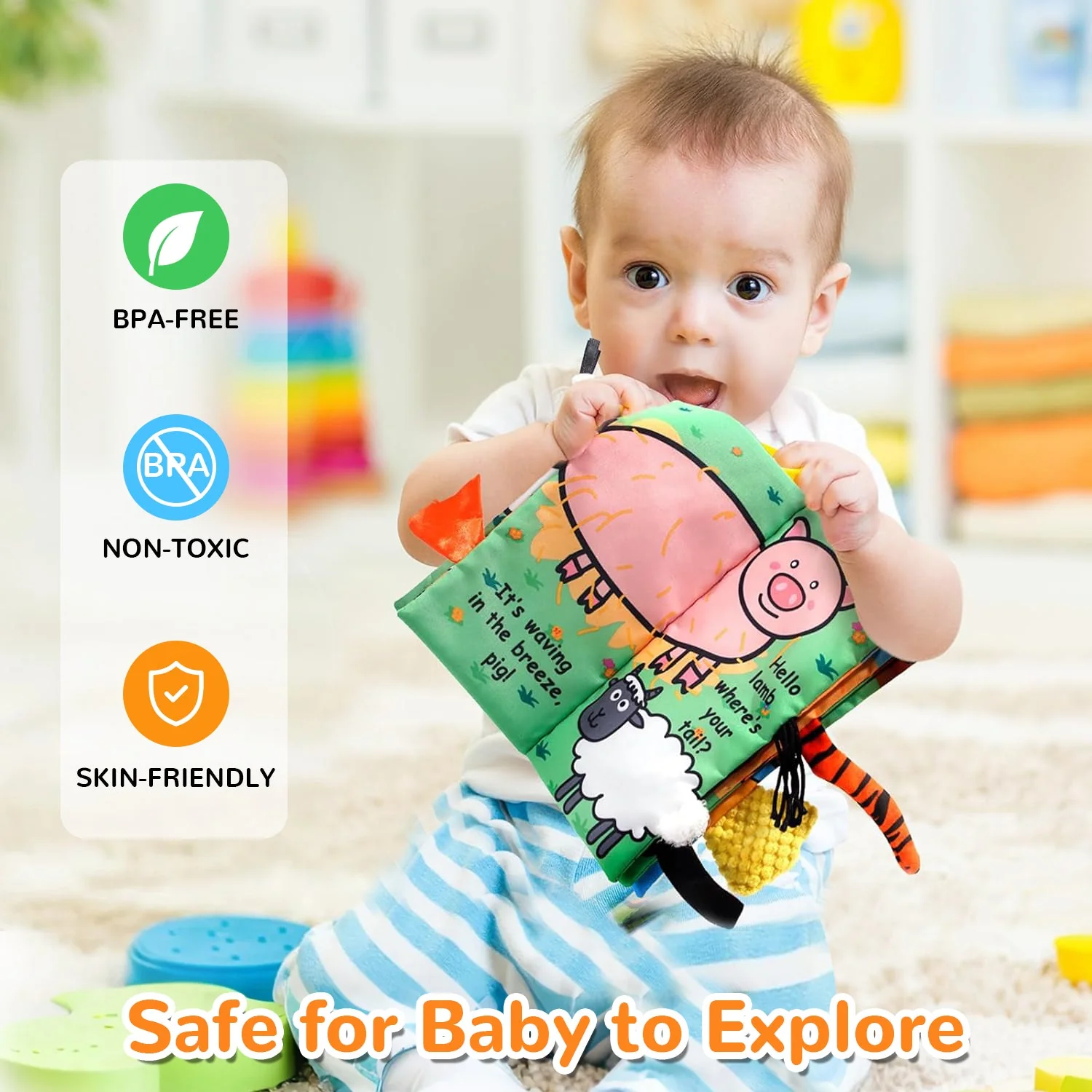 Tail Friends™ Sensory Cloth Book - Farm - Image 8