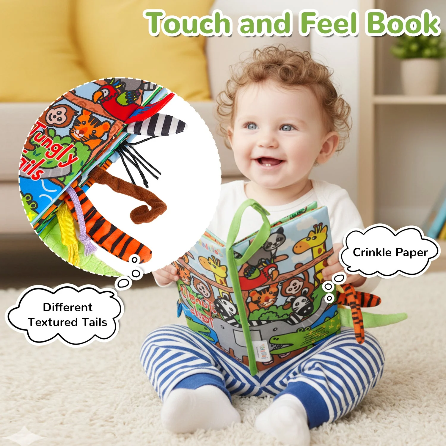 Tail Friends™ Sensory Cloth Book - Jungle - Image 5
