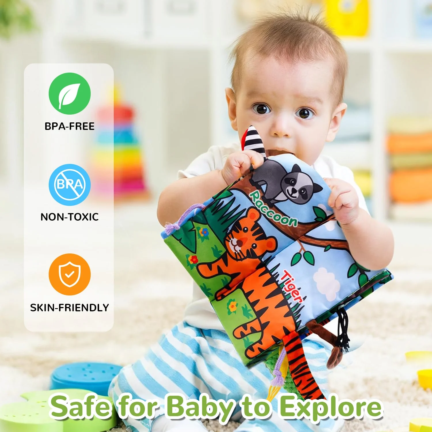 Tail Friends™ Sensory Cloth Book - Jungle - Image 6
