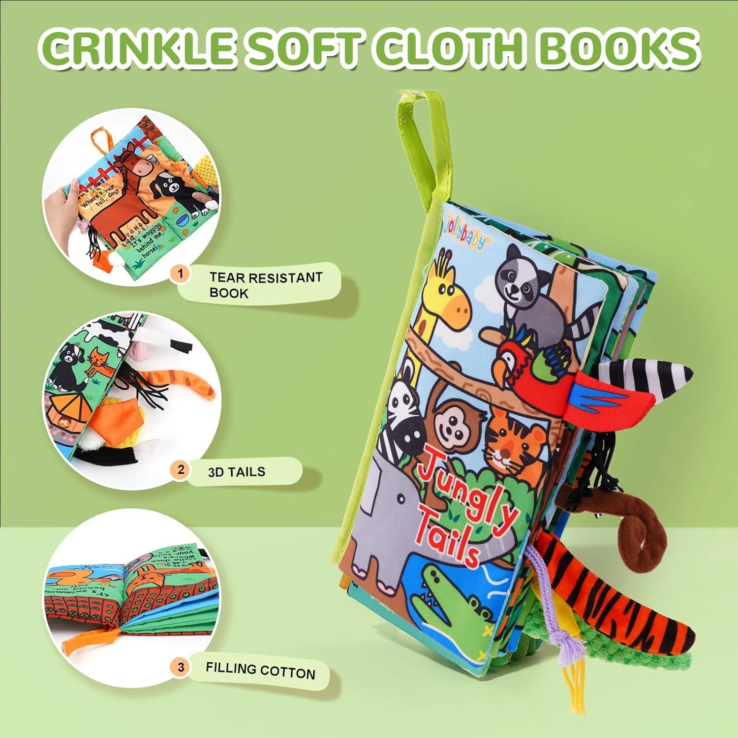Tail Friends™ Sensory Cloth Book - Jungle - Image 8