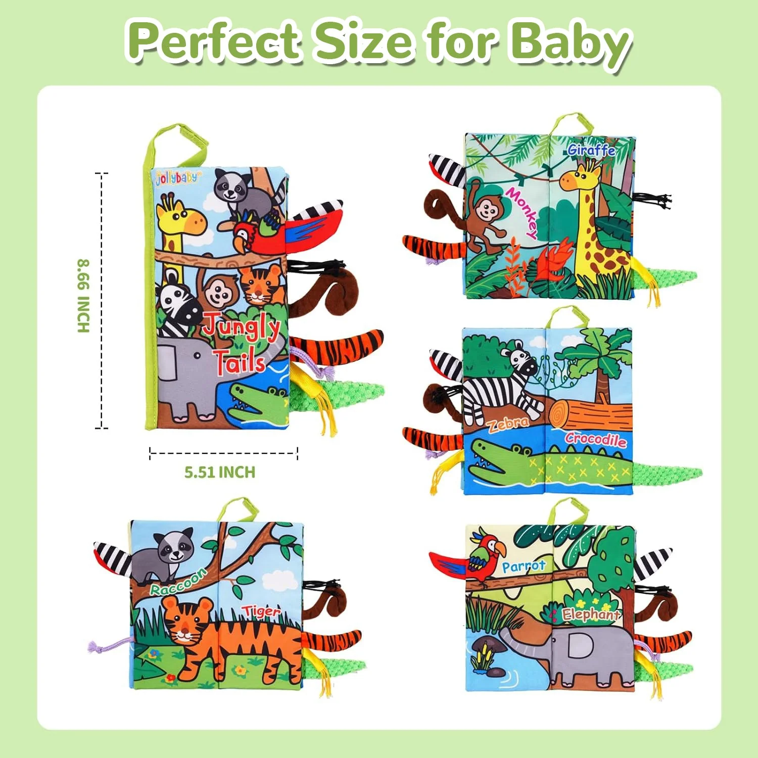 Tail Friends™ Sensory Cloth Book - Jungle - Image 9