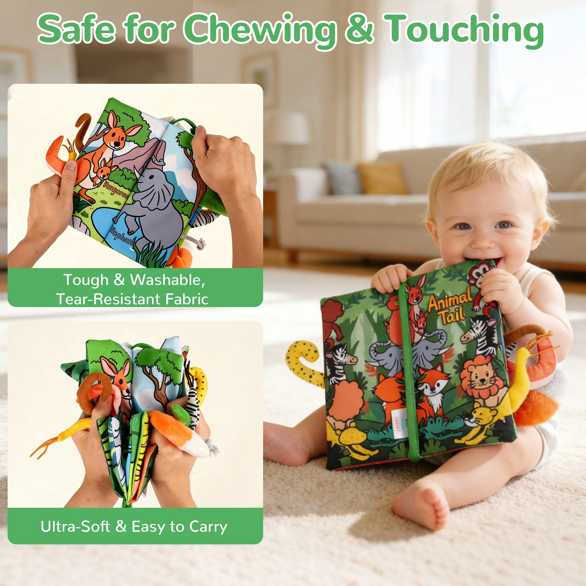 Tail Friends™ Sensory Cloth Book - Animal Tail - Image 3