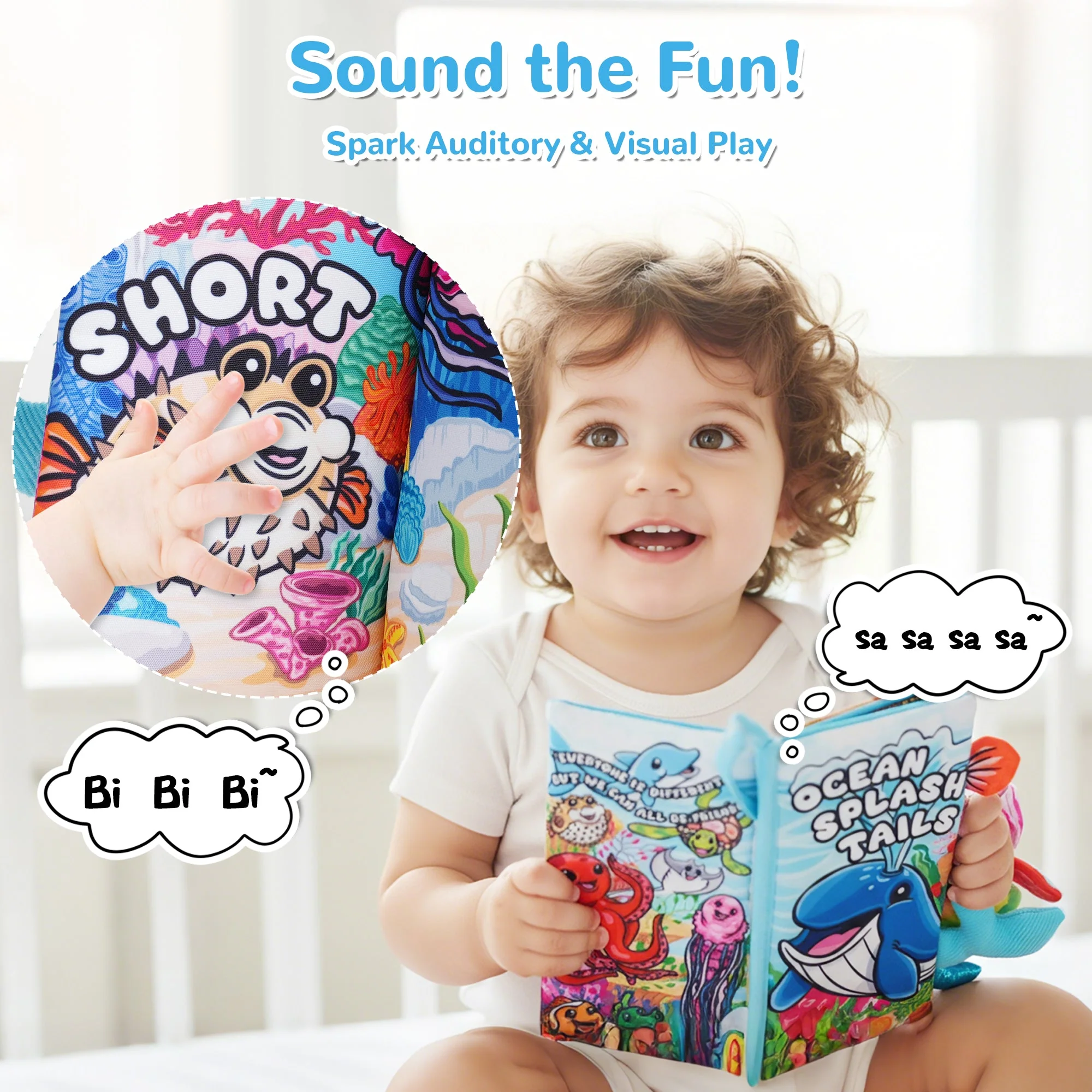 Tail Friends™ Sensory Cloth Book - Ocean Splash Tails - Image 3