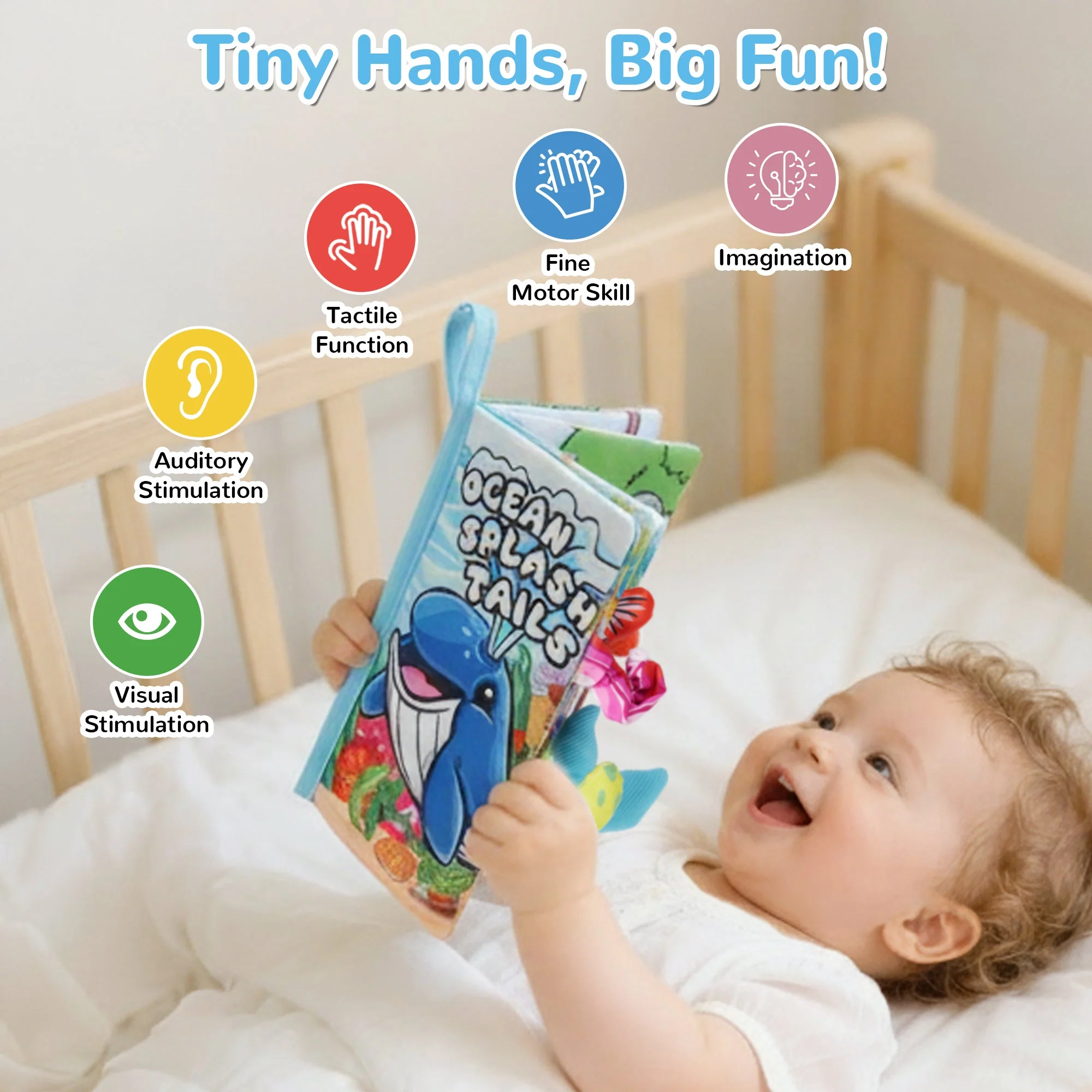 Tail Friends™ Sensory Cloth Book - Ocean Splash Tails - Image 4