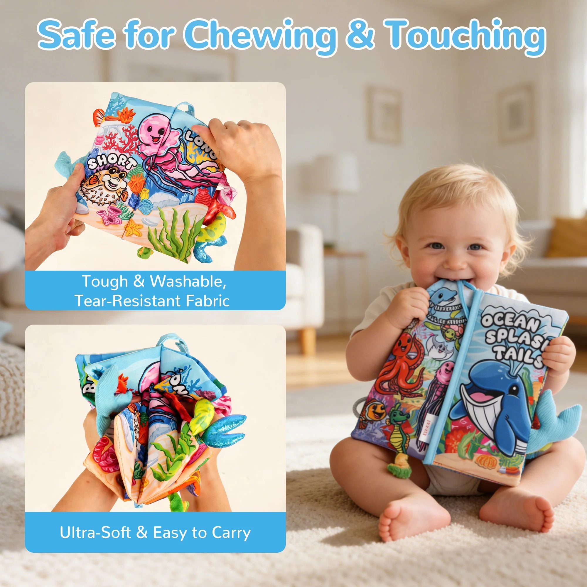 Tail Friends™ Sensory Cloth Book - Ocean Splash Tails - Image 5